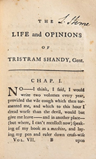 Laurence Sterne, Tristram Shandy vol. VII, London, 1765 (the novel was published in nine volumes, 1760-67, with each copy of volumes V, VII, & IX signed by Sterne)